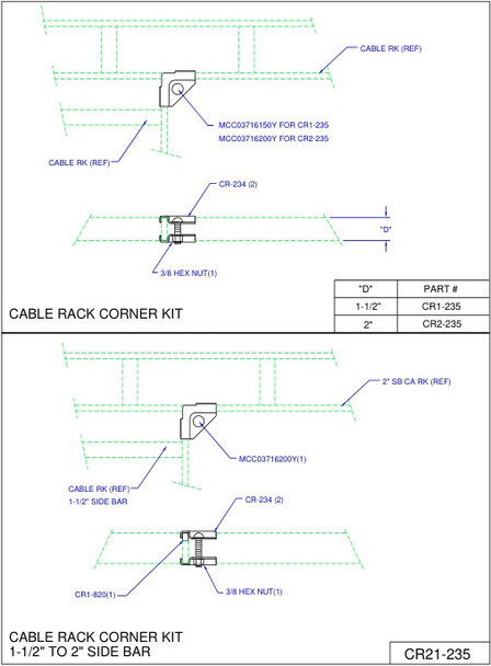 Moreng Telecom CR1-235 Corner Clamp | American Cable Assemblies