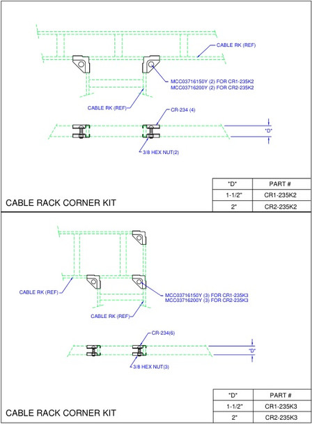 Moreng Telecom CR2-235K2 Corner Clamp Kit - 2" Ca Rk (Pair) | American Cable Assemblies