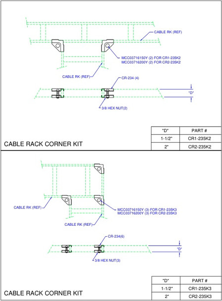 Moreng Telecom CR21-235K2 Corner Clamp   -   2" To 1.5" (Pair) | American Cable Assemblies