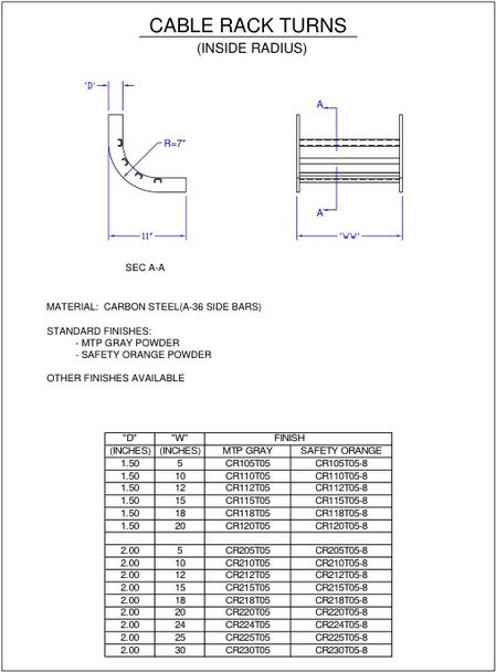 Moreng Telecom CR212T05 Cable Rack Inside Radius Turn | American Cable Assemblies