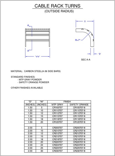 Moreng Telecom CR220T07 Cable Rack Outside Radius Turn | American Cable Assemblies