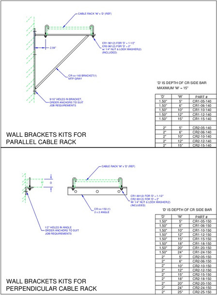 Moreng Telecom CR1-10-140 Ca Rk Wall Brkt   (Parallel To Wall) | American Cable Assemblies