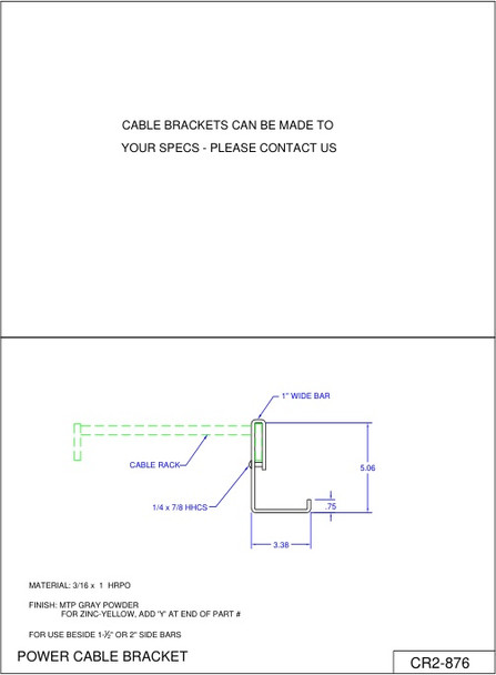 Moreng Telecom CR2-876 Power Cable Bracket Off Cable Rack | American Cable Assemblies