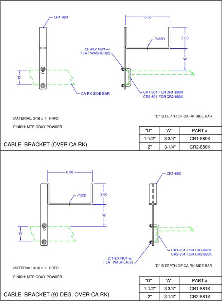 Moreng Telecom CR2-881K Power Cable Bracket Over Cable Rack @ 90  (Panduit) | American Cable Assemblies