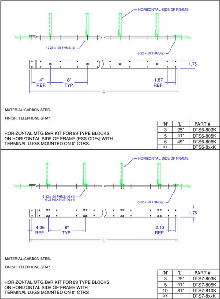 Moreng Telecom DTS6-810K Horizontal Mounting Bar | American Cable Assemblies