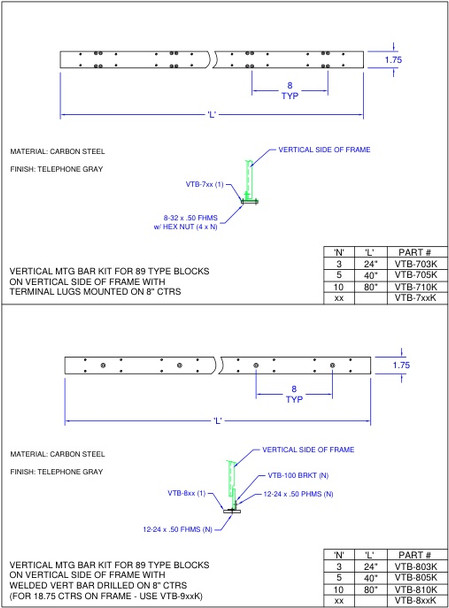 Moreng Telecom VTB-803K Vert Mtg Bar Kit | American Cable Assemblies