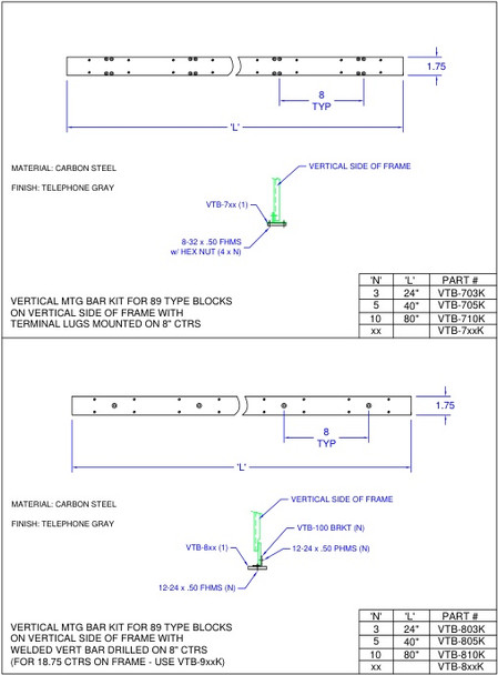 Moreng Telecom VTB-808K Vert Mtg Bar Kit | American Cable Assemblies