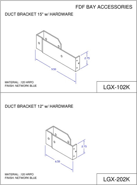 Moreng Telecom LGX-102K Duct Bracket 15" W/ Hardware | American Cable Assemblies