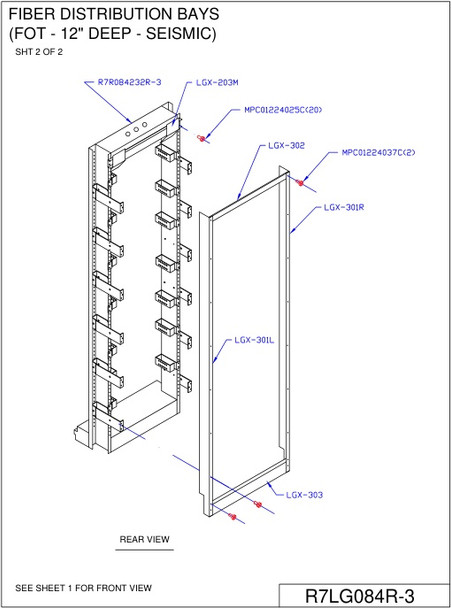 Moreng Telecom R7LG084R-3 7-0 Fiber Distribution Bay, Seismic | American Cable Assemblies