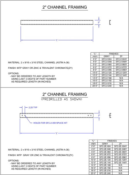 Moreng Telecom SFC-2-024Y 2" Chan Framing  X   2  Ft | American Cable Assemblies