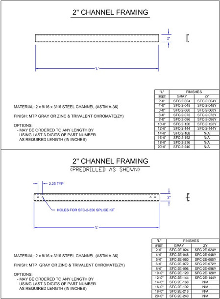 Moreng Telecom SFC-2-072 2" Chan Framing  X   6  Ft | American Cable Assemblies
