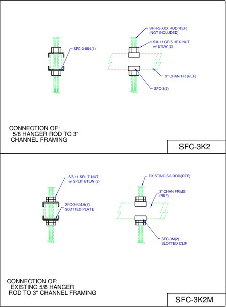 Moreng Telecom SFC-3K2 Channel Framing Clip Kit   -   3" | American Cable Assemblies