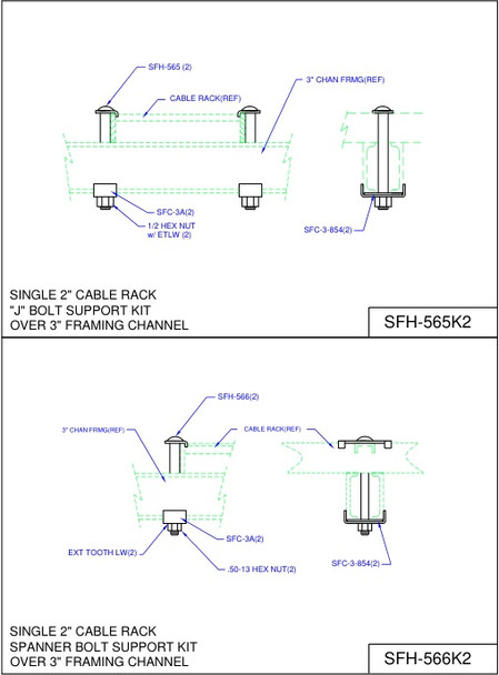 Moreng Telecom SFH-565K2 "J" Bolt Support Kit | American Cable Assemblies