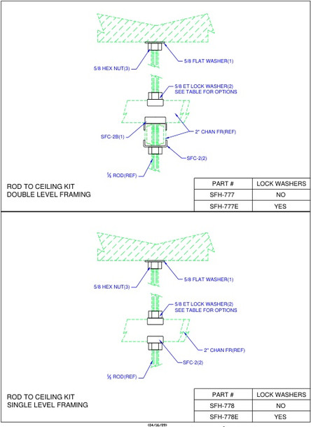 Moreng Telecom SFH-778 Rod / Ceiling Kit  (Single Tier) | American Cable Assemblies