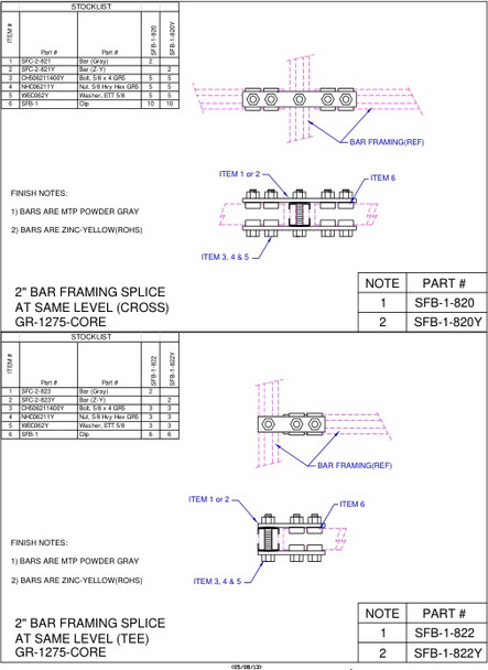 Moreng Telecom SFB-1-822 2" Framing Bar Splice At Same Level (Tee) | American Cable Assemblies