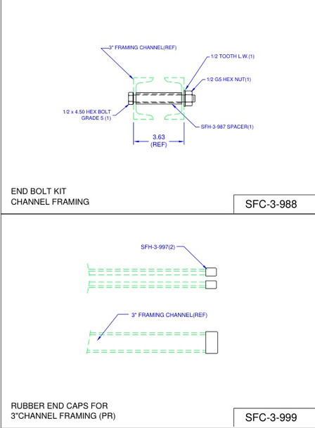 Moreng Telecom SFC-3-999 End Caps  (Pair)   3" Channel | American Cable Assemblies