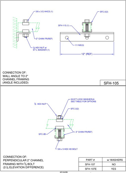 Moreng Telecom SFH-105 Wall Supt / Aux Frmg | American Cable Assemblies