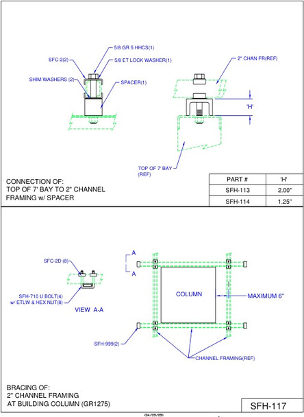 Moreng Telecom SFH-113 Frmg Spcr Kit   -   (7' Rr/Chnl) | American Cable Assemblies