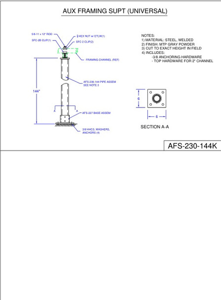Moreng Telecom AFS-230-144KY Aux Frmg Supt Kit (Universal) - Zinc Yellow | American Cable Assemblies