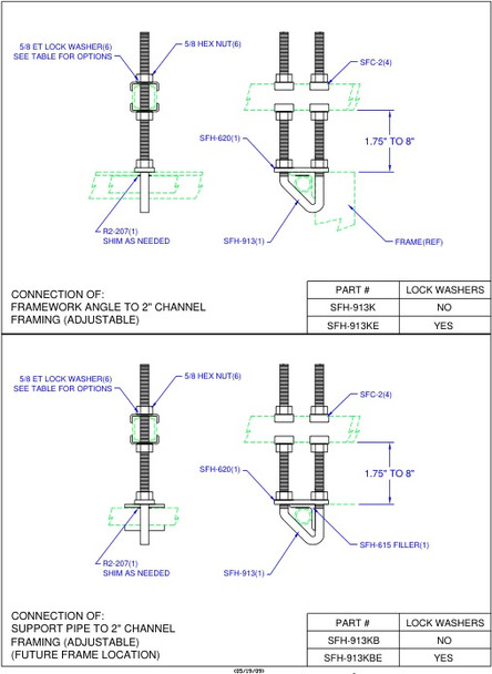 Moreng Telecom SFH-913KBE V-Bolt Kit W/ Filler Angle | American Cable Assemblies