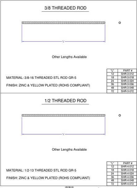 Moreng Telecom SHR-3-072 Thrd Rod   -    3/8 - 16 | American Cable Assemblies