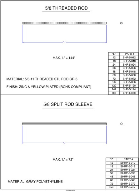 Moreng Telecom SHR-5-006 Thrd Rod   -    5/8 - 11 | American Cable Assemblies