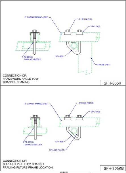 Moreng Telecom SFH-805KB V-Bolt Kit W/ Filler Angle | American Cable Assemblies