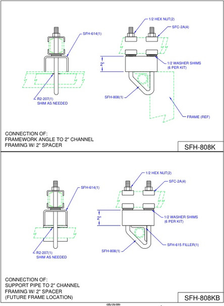 Moreng Telecom SFH-808K V-Bolt Kit W/ Spacer | American Cable Assemblies