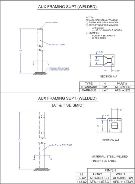 Moreng Telecom AFS-090ESW Aux Framing Support Kit  -  At&T Seismic  -  Zone 4 | American Cable Assemblies