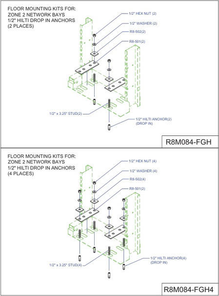 Moreng Telecom R8M084-FGH_ Floor Mounting Kit | American Cable Assemblies