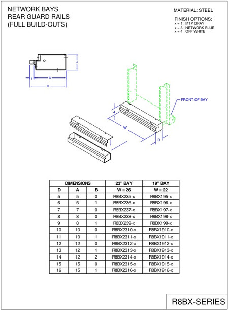 Moreng Telecom R8BX2312-3 Base Extension Kit  -  Ntwrk Bay  -  Rear | American Cable Assemblies