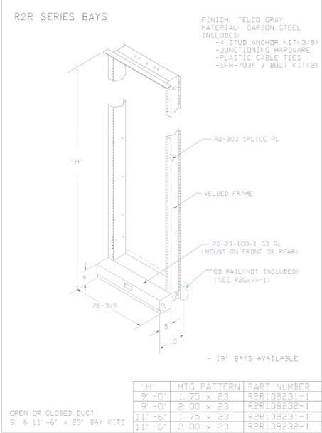 Moreng Telecom R2R108192-1 Unequal Flange Rack | American Cable Assemblies