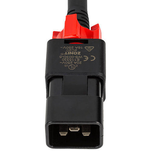zLock-zC20-12-aC19-1m -  zLock Power Cord, Locking C20 to Locking C19, 12AWG x 1Meter, BLACK | American Cable Assemblies