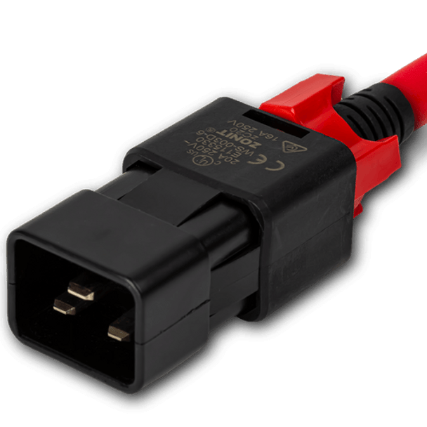 zLock-zC20-12-aC19-2mRD -  zLock Power Cord, Locking C20 to Locking C19, 12AWG x 2Meter, RED | American Cable Assemblies