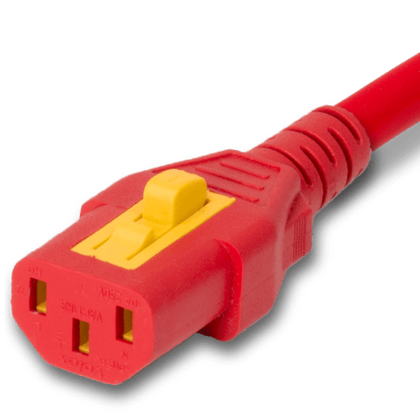 VL1413-A-048-RED - 4FT Red V-Lock IEC320 C14 Locking to IEC320 C13 Locking 10A 250V | American Cable Assemblies