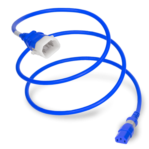 DL1413-H-072-BLU - 6FT Blue Dual Lock IEC320 C14 Secure-Locking to IEC320 C13 Universal Locking 15A 250V | American Cable Assemblies