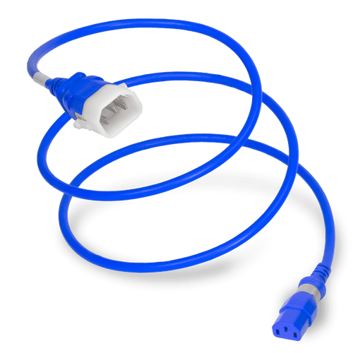 DL1413-H-048-BLU - 4FT Blue Dual Lock IEC320 C14 Secure-Locking to IEC320 C13 Universal Locking 15A 250V | American Cable Assemblies