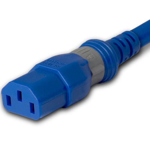DL1413-H-048-BLU - 4FT Blue Dual Lock IEC320 C14 Secure-Locking to IEC320 C13 Universal Locking 15A 250V | American Cable Assemblies