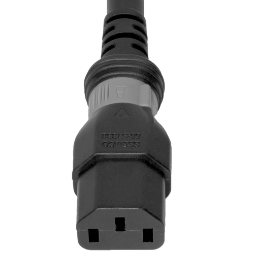 DL1413-H-180 - 15FT Black Dual Lock IEC320 C14 Secure-Locking to IEC320 C13 Universal Locking 15A 250V | American Cable Assemblies