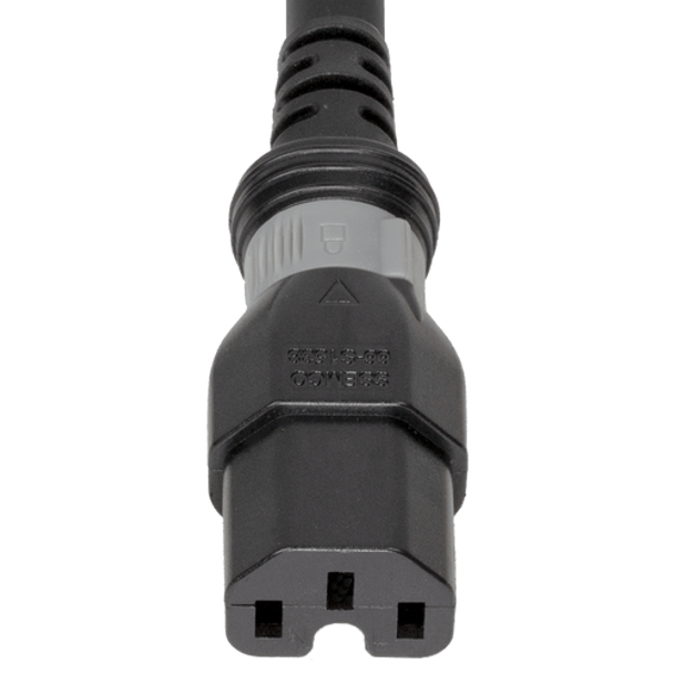 DL1415-H-024 - 2FT Black Dual Lock IEC320 C14 Secure-Locking to IEC320 C15 Universal Locking 15A 250V | American Cable Assemblies