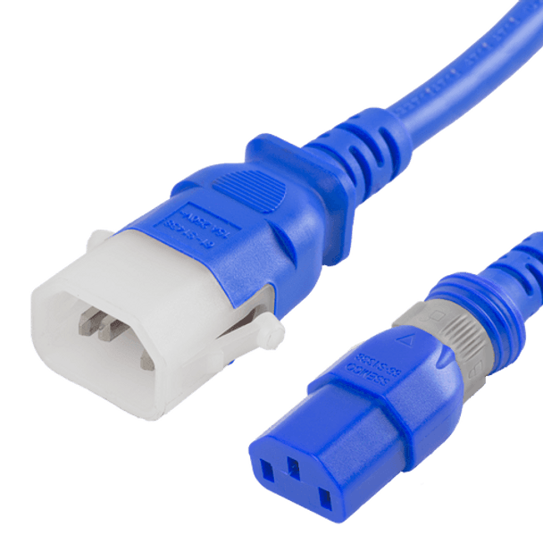 DL1413-F-048-BLU - 4FT Blue Dual Lock IEC320 C14 Secure-Locking to IEC320 C13 Universal Locking 10A 250V | American Cable Assemblies