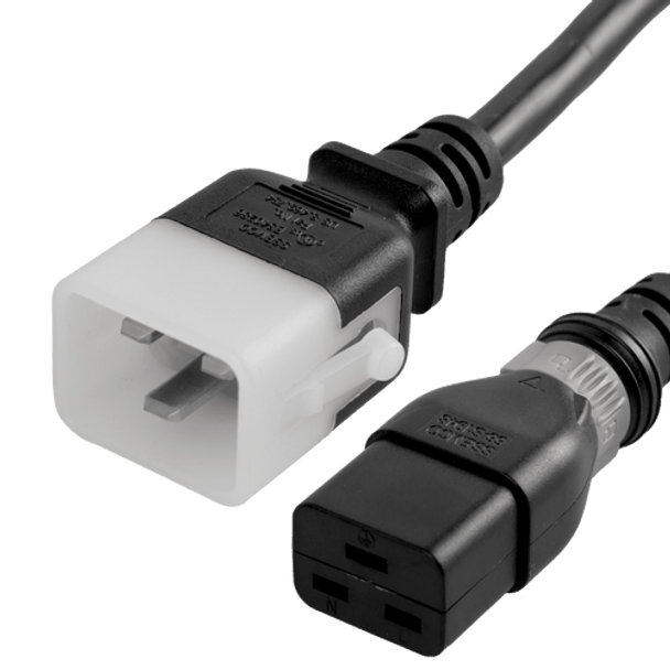 DL2019-J-048 - 4FT Black Dual Lock IEC320 C20 Secure-Locking to IEC320 C19 Universal Locking 20A 250V | American Cable Assemblies