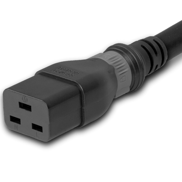 DL2019-J-048 - 4FT Black Dual Lock IEC320 C20 Secure-Locking to IEC320 C19 Universal Locking 20A 250V | American Cable Assemblies