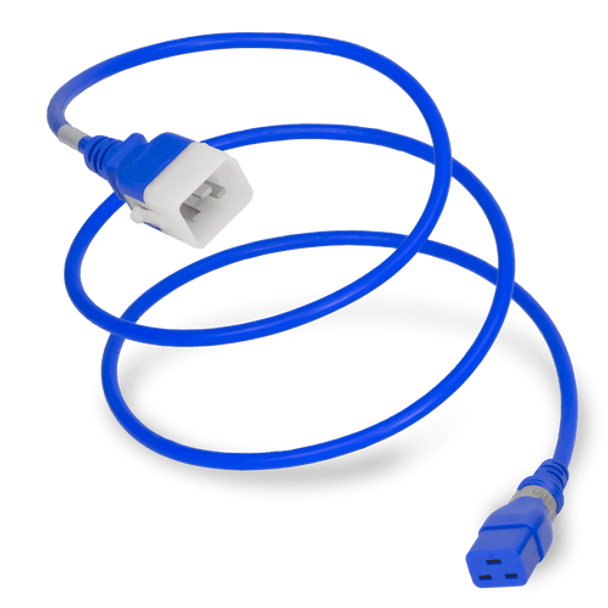 DL2019-J-018-BLU - 1.5FT Blue Dual Lock IEC320 C20 Secure-Locking to IEC320 C19 Universal Locking 20A 250V | American Cable Assemblies DL2019-J-018-BLU - 1.5FT Blue Dual Lock IEC320 C20 Secure-Locking to IEC320 C19 Universal Locking 20A 250V | American Cable Assemblies