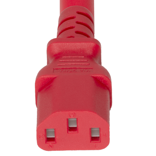 674130-940407 - 4FT Red P-Lite Lock IEC320 C14 Locking to IEC320 C13 10A 250V | American Cable Assemblies