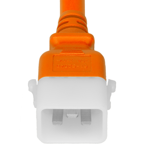 20K19-J-084-ORG - 7FT Orange Secure-Lock/P-Lock IEC320 C20 Locking to IEC320 C19 20A 250V | American Cable Assemblies