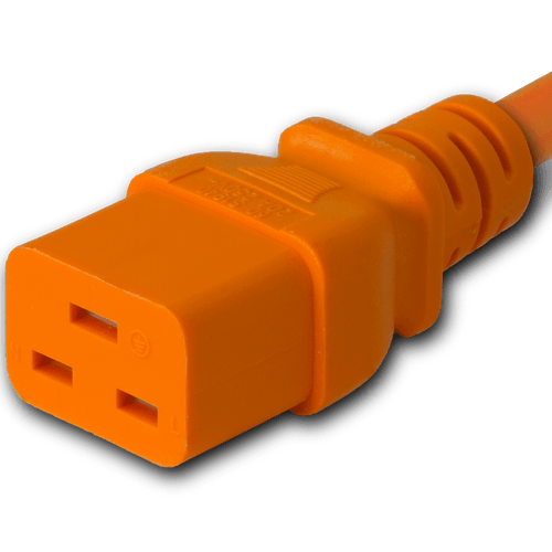 20K19-J-084-ORG - 7FT Orange Secure-Lock/P-Lock IEC320 C20 Locking to IEC320 C19 20A 250V | American Cable Assemblies