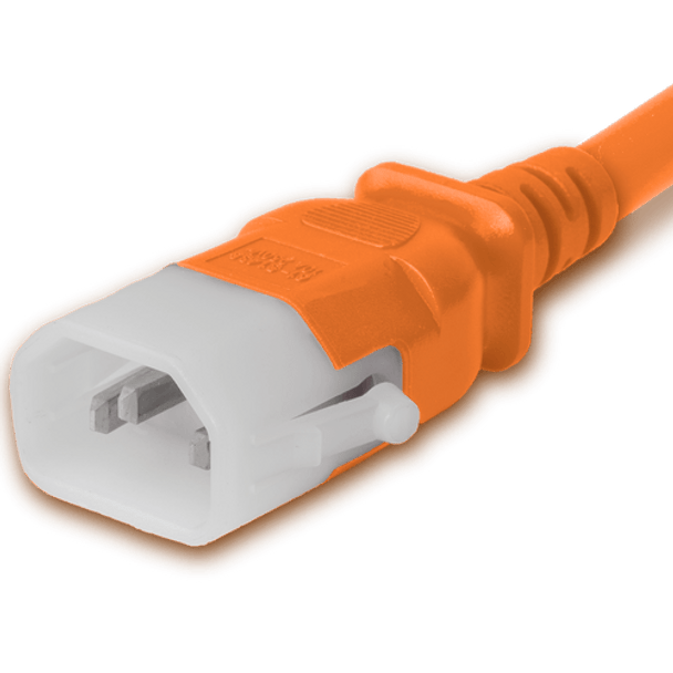 14K13-H-084-ORG - 7FT Orange Secure-Lock/P-Lock IEC320 C14 Locking to IEC320 C13 15A 250V | American Cable Assemblies 14K13-H-084-ORG - 7FT Orange Secure-Lock/P-Lock IEC320 C14 Locking to IEC320 C13 15A 250V | American Cable Assemblies
