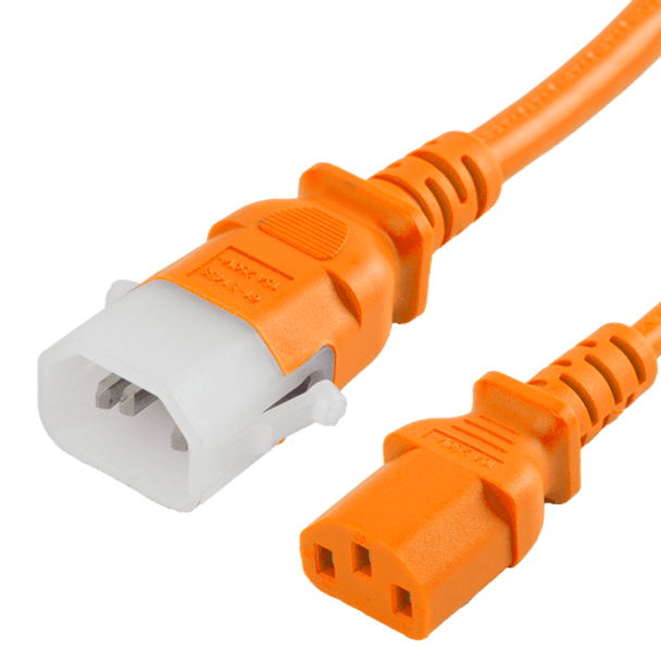 14K13-H-060-ORG - 5FT Orange Secure-Lock/P-Lock IEC320 C14 Locking to IEC320 C13 15A 250V | American Cable Assemblies