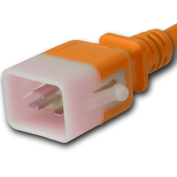 20K13-H-060-ORG - 5FT Orange Secure-Lock/P-Lock IEC320 C20 Locking to IEC320 C13 15A 250V | American Cable Assemblies